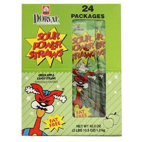 DORVAL SOUR POWER STRAWS GREEN APPLE 1.75oz