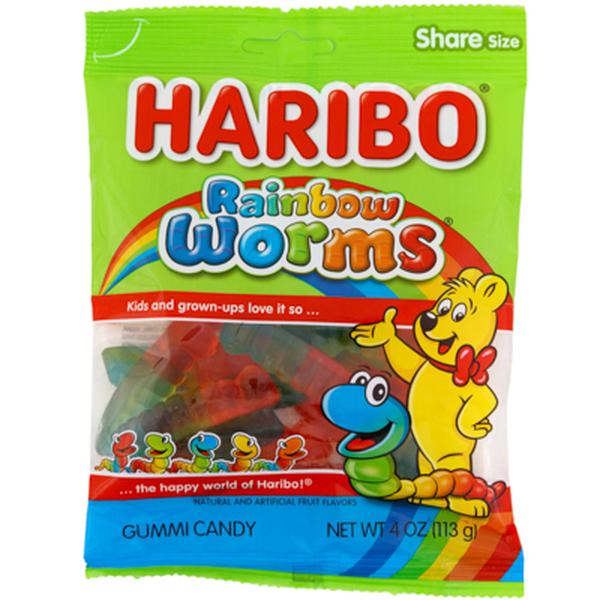 HARIBO GUMMY RAINBOW WORMS 4oz