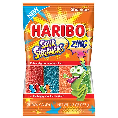 HARIBO GUMMY Z!ING SOUR STREAMERS 4.5oz[JJNY]