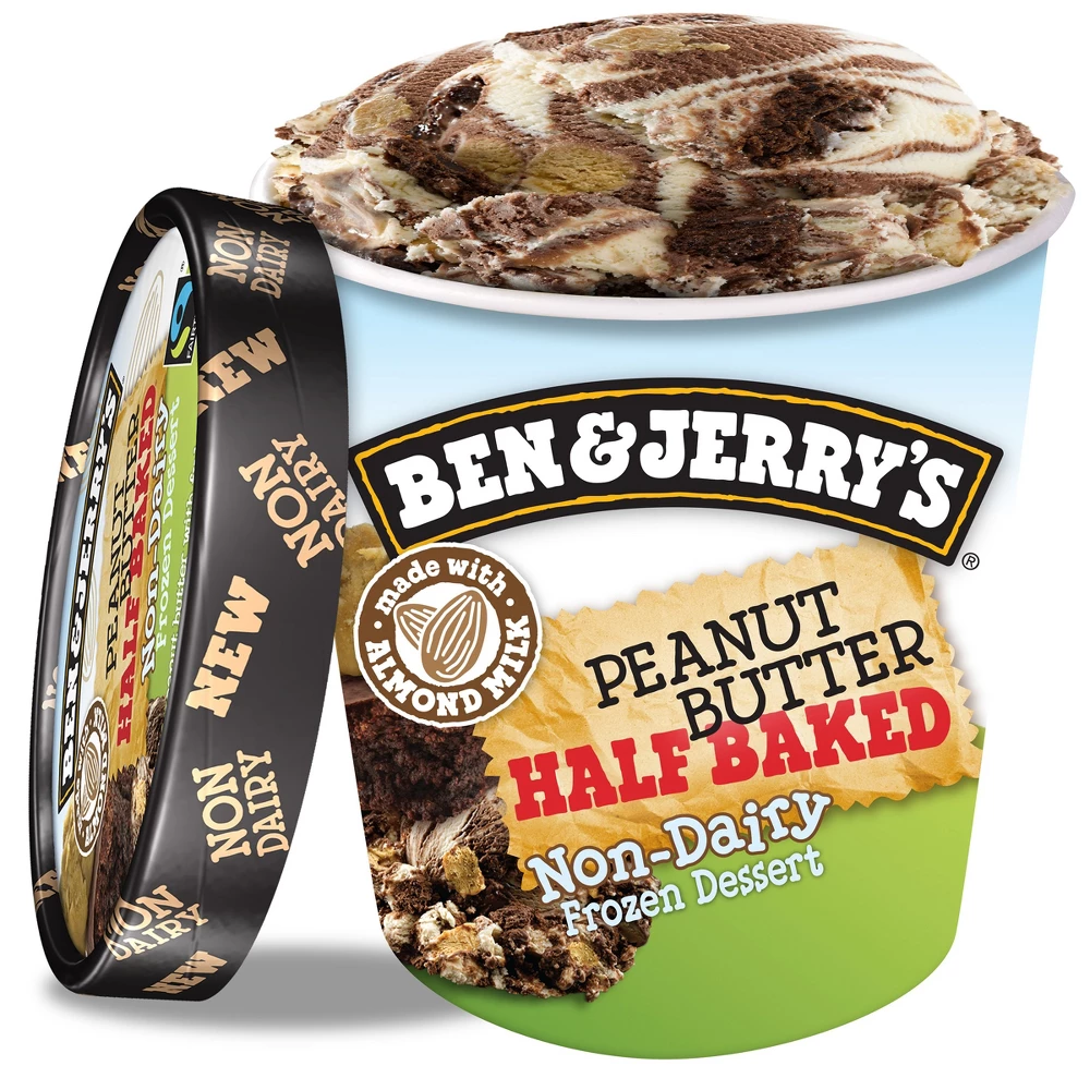 BEN&JERRY'S NON DAIRY ICE CREAM PEANUT BUTTER HALF BAKED 1pt
