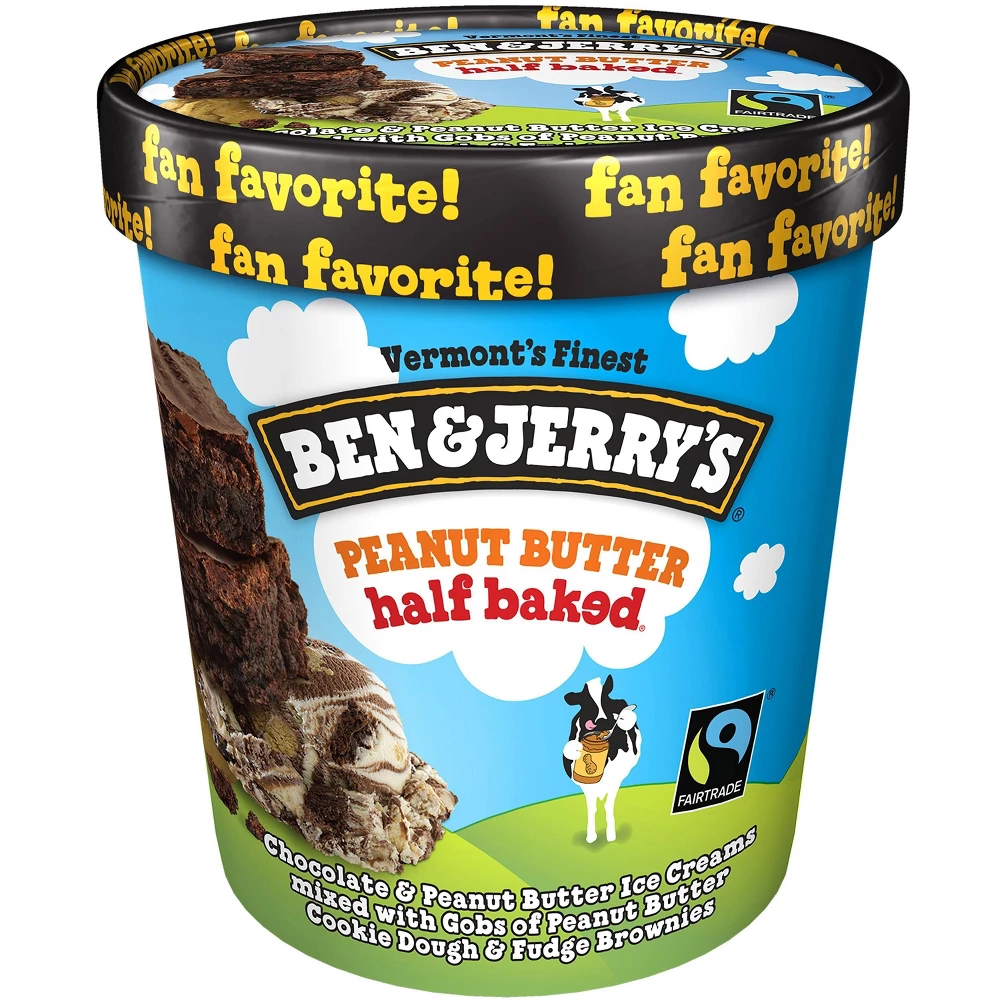 BEN&JERRY'S ICE CREAM PEANUT BUTTER HALF BAKED 1pt