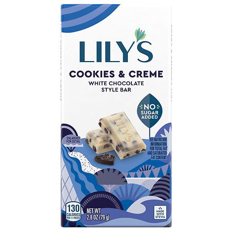 LILY'S BAR CHOCOLATE WHITE COOKIES & CREME 2.8oz[KEHE]