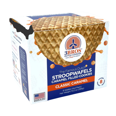 3BROS DUTCH COOKIES STROOPWAFFLE CLASSIC CARAMEL 8'S 10.2oz[KEHE]