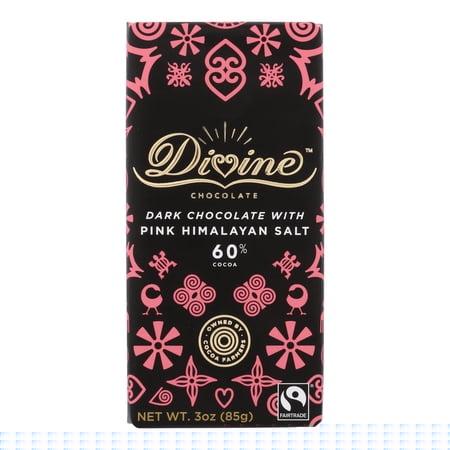 DIVINE DARK CHOCO 60% PINK HIMALAYAN SALT 3oz[KEHE]