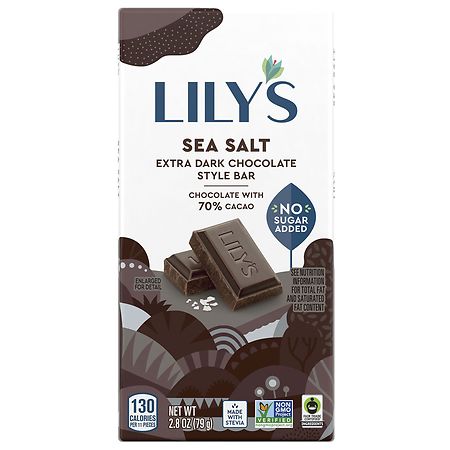 LILY'S BAR CHOCOLATE EXTRA DARK SEA SALT 2.8oz[KEHE]